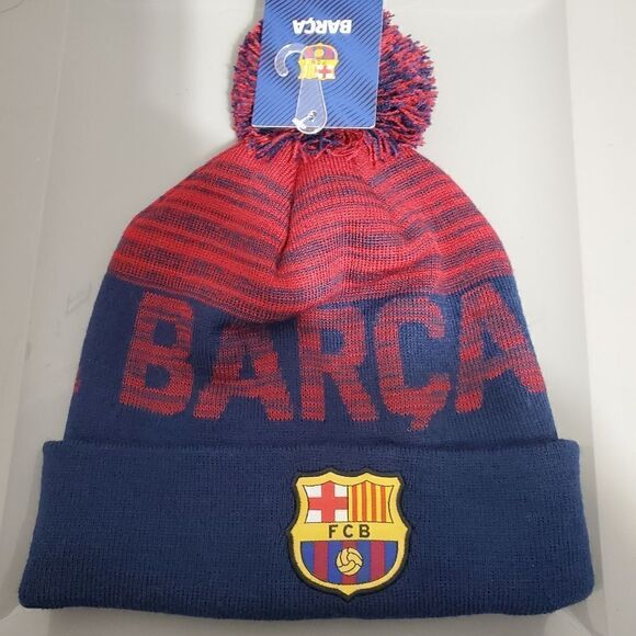 NWT Fc Barcelona BARCA  Soccer Knitted Beanie Cap unisex - Picture 1 of 8